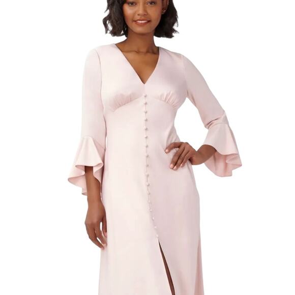 ⭐ 🔥 50% OFF SALE — FINAL PRICE Adrianna Papell Pink Satin Dress Formal Sz 4 NWT - Picture 3 of 15
